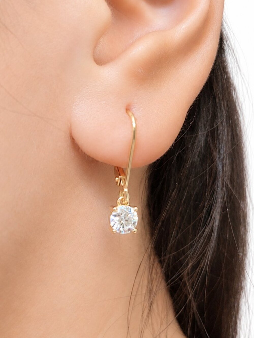 1 CT Moissanite Dangle Earrings 14K Gold Plated S925 Sterling Silver